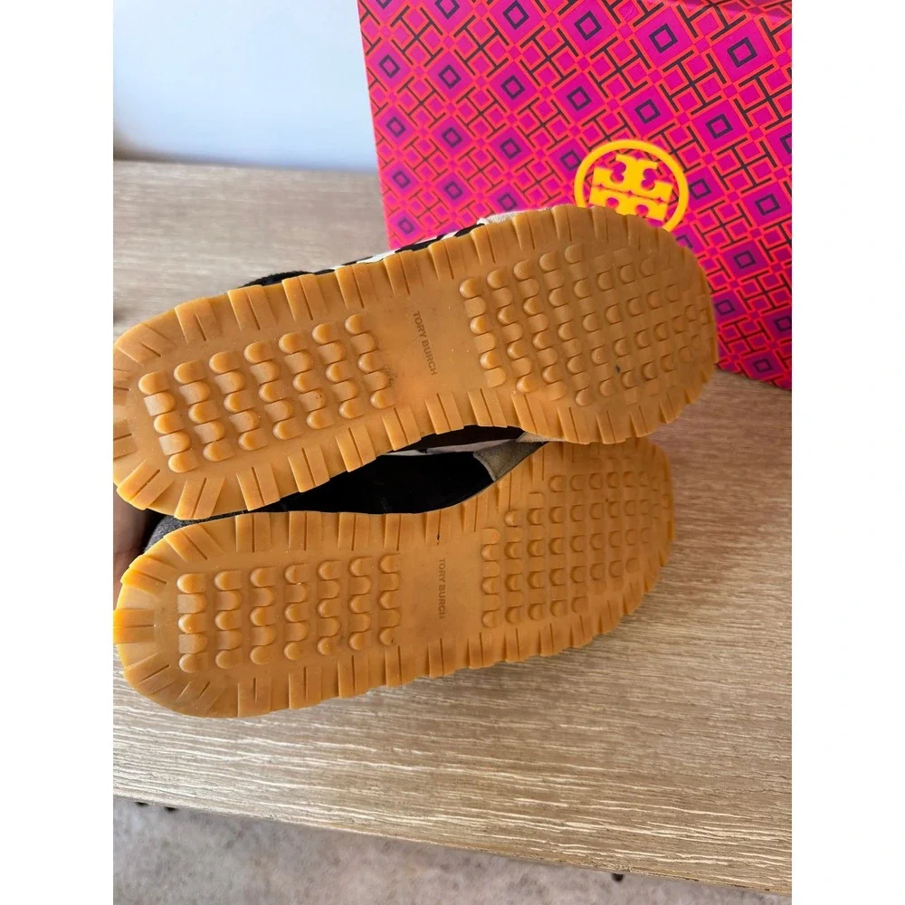 Tory Burch Annie Nylon Runner Womens Black Suede Sneakers 85241 Size 8‎